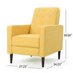 GDFStudio Christopher Knight Home Mervynn 2-Pcs Mid-Century Modern Fabric Recliners, Muted Yellow & Dark Espresso