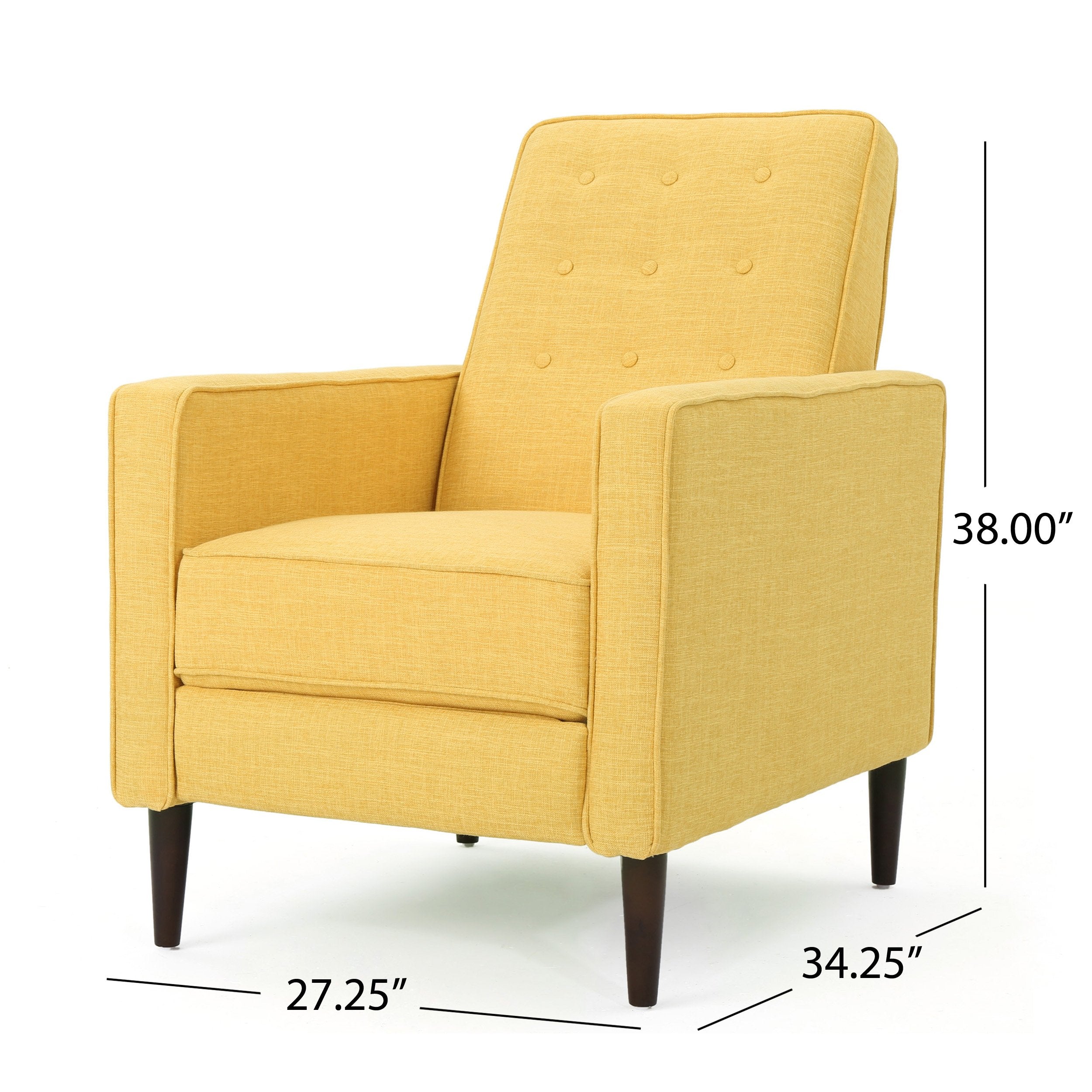 GDFStudio Christopher Knight Home Mervynn 2-Pcs Mid-Century Modern Fabric Recliners, Muted Yellow & Dark Espresso