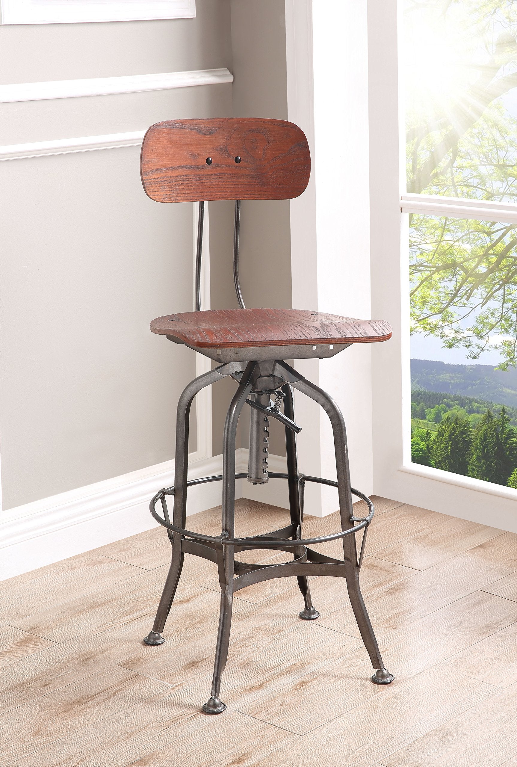 Acme Kaeso Bar Stool in Walnut and Gunmetal