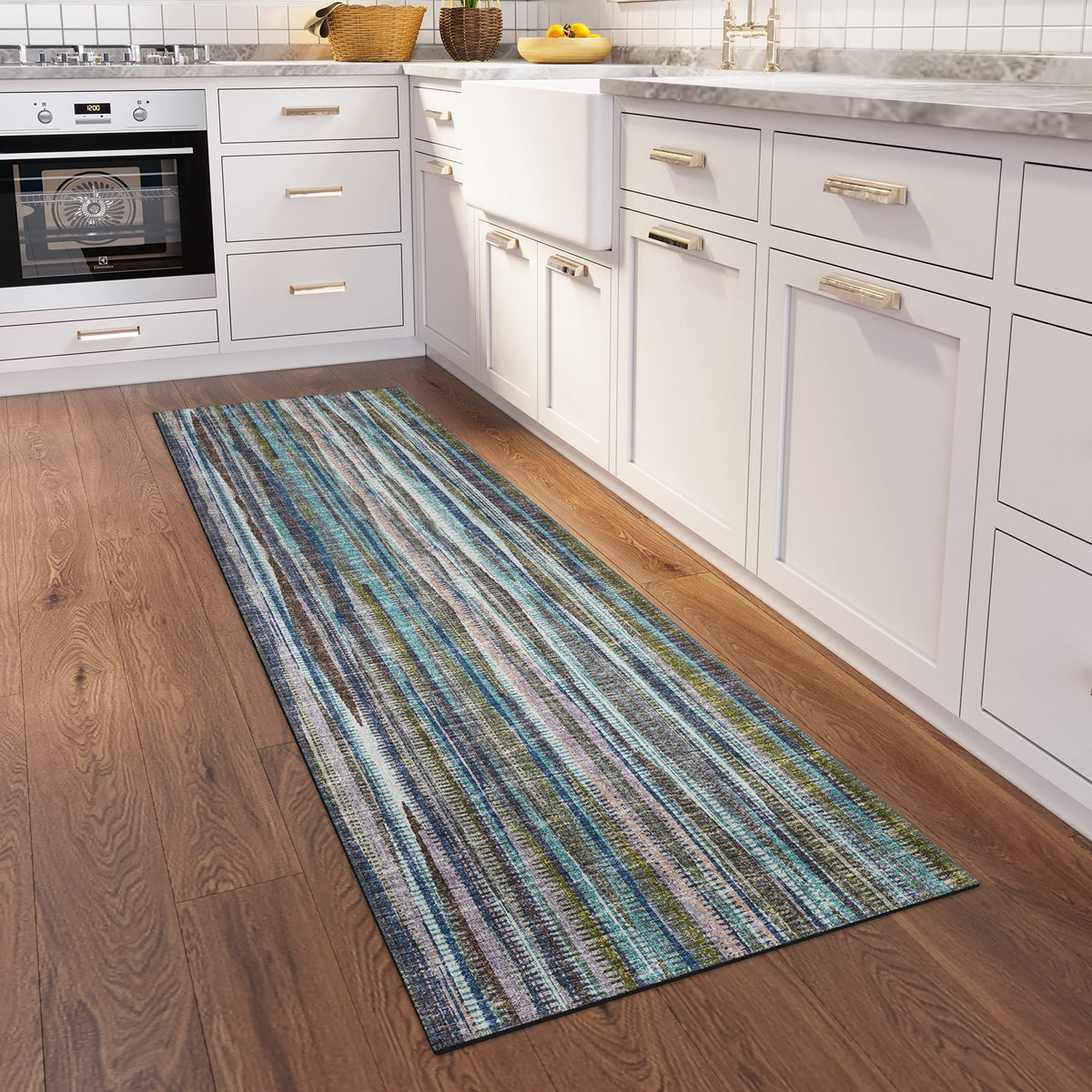 Addison Rugs Waverly 2'3&quot; X 7'6&quot; Awa31 Plum Indoor Outdoor Hallway Runner Rug, Stain Resistant Carpet For Bathroom, Laundry Room, Easy Clean, Machine Washable, Non Shedding, Living Room, Dining Room