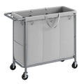 SONGMICS Laundry Basket with Wheels, 3-Section Rolling Laundry Hamper, 52.8 Gallons (200L), Removable Liner, Steel Frame with Ha