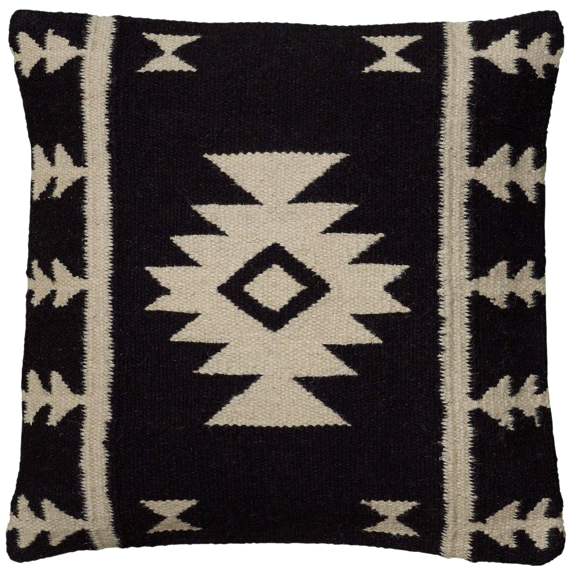 Rizzy Home | T05808 | Down Fill Decorative Pillow | 18"x18" Black/White/Neutral