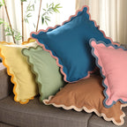 Folkulture Throw Pillow Covers 20X20, Scallop Pillow Cover Set Of 2 Decorative Throw Pillows For Couch, Cute Outdoor Pillows Or