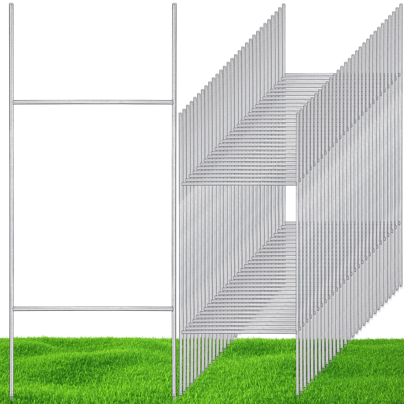 100 Pcs Yard Sign Stakes 30' X 10' Metal H Stakes Heavy Duty Frame Wire Stakes Weatherproof For 4Mm 5Mm Garage Sale Sign Corru