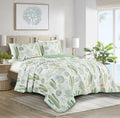 Chezmoi Collection Gregory 3-Piece Southwestern Serene Desert Quilt Set - Green Blue Cactus Succulent Plant Printed Microfiber L