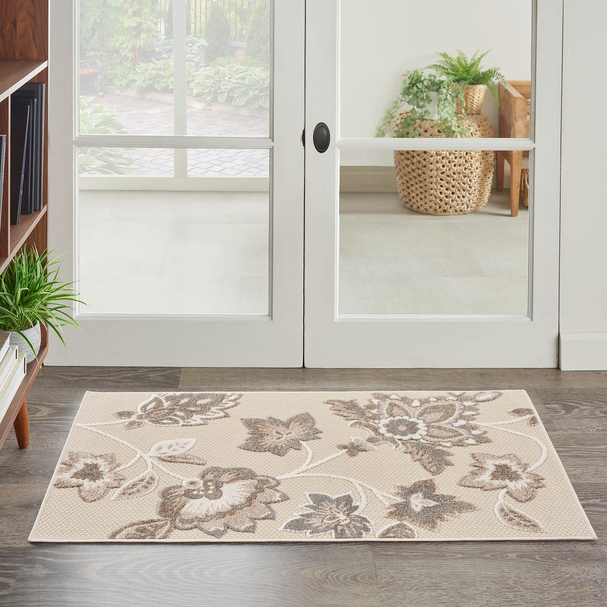 Nourison Aloha Indoor-Outdoor Beige 2'8' X 4' Area Rug, Easy Cleaning, Non Shedding, Bed Room, Living Room, Dining Room, Backyard, Deck, Patio (3X4)