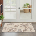 Nourison Aloha Indoor-Outdoor Beige 2'8' X 4' Area Rug, Easy Cleaning, Non Shedding, Bed Room, Living Room, Dining Room, Backyard, Deck, Patio (3X4)