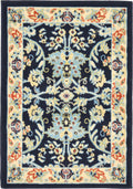 Unique Loom Sialk Hill Collection Area Rug - Washington (2 2 x 3 1 Rectangle Navy Blue/Cream)