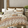 Dada Bedding Bohemian Bedspread Set W/ 1 Pillow Sham - Coral Teal Floral Paisley Botanical Garden Party Reversible Coverlet - Br