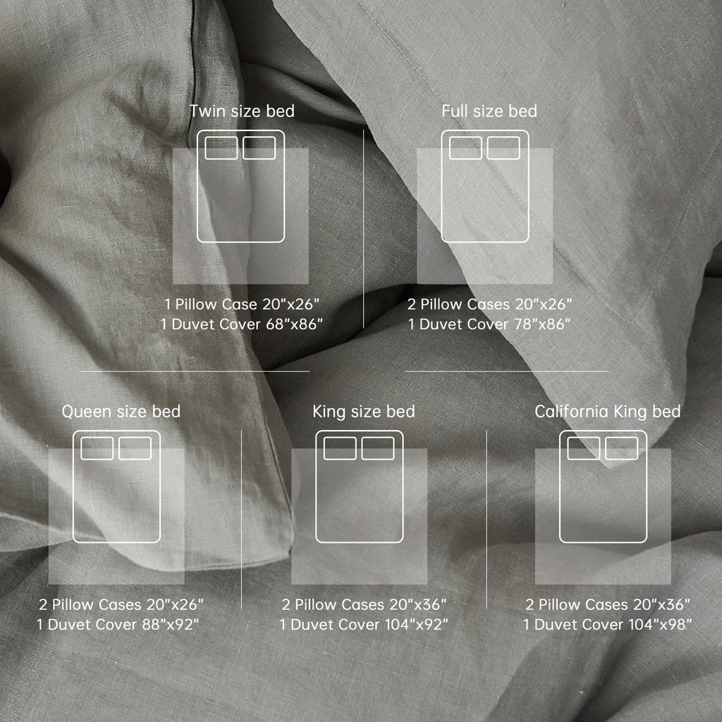 Simple&Opulence 100% Linen Duvet Cover Set, 3 Pcs Pure Natural French Flax Ultimate Grey Duvet Cover King Size, Breathable Soft