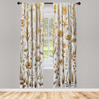 Ambesonne Vintage Window Curtains Pack Of 2, Composition Of Nostalgic Tone Wildflowers And Leaves Medieval Art Witchy, Lightweig