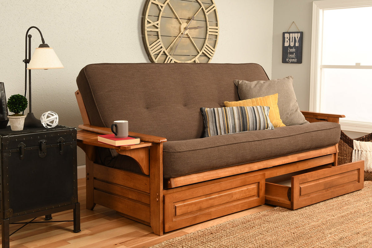 Kodiak Furniture Phoenix Frame with Linen Fabric Mattress in Brown/Barbados