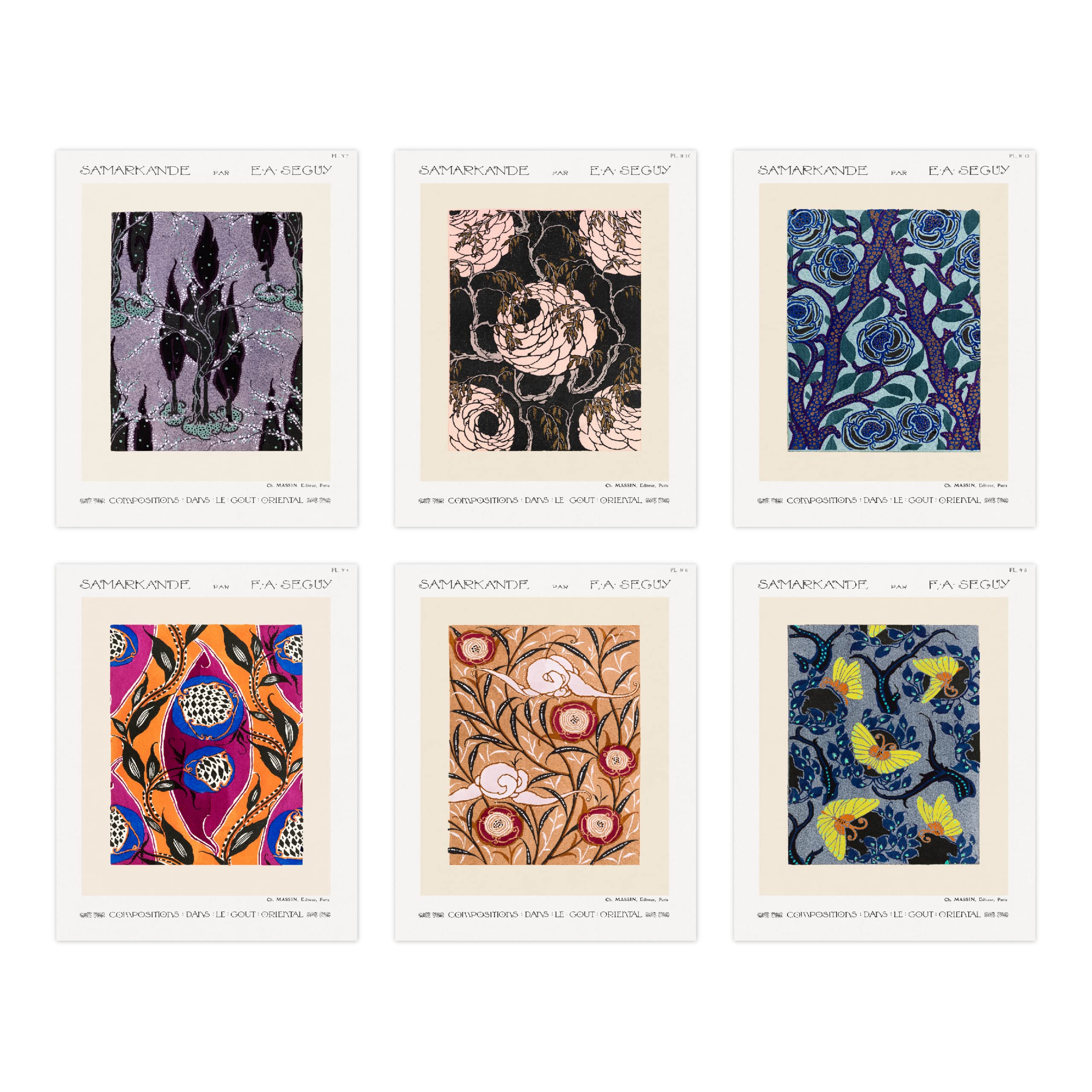 Ink Inc. Vintage Museum Posters Abstract Floral Prints | Gallery Wall Eclectic Boho D  cor | Set of 6 8x10 Unframed