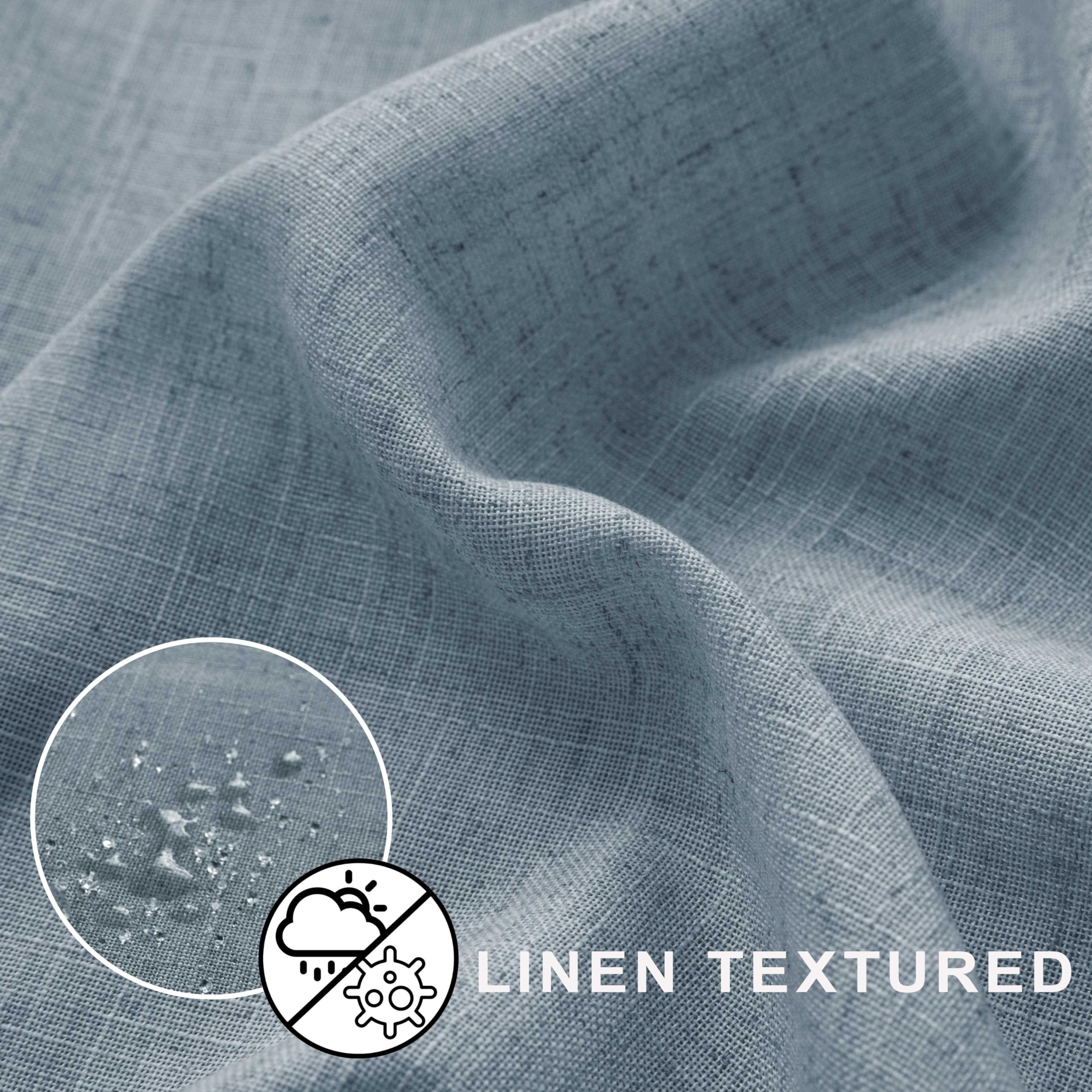 Koufall Stone Blue Waterproof Linen Fabric Shower Curtain For Bathroom 72X80 Inches Long