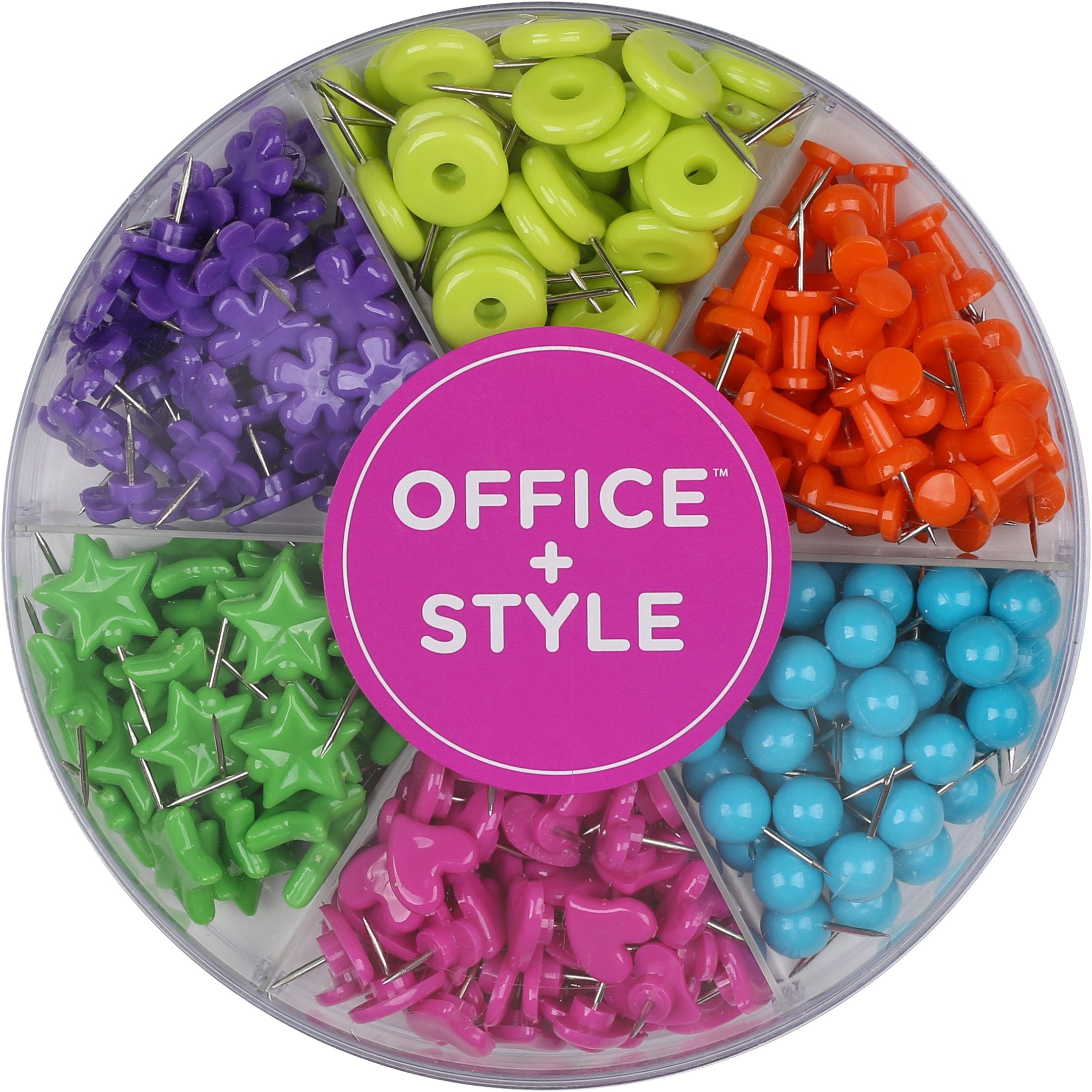 Office Style Decorative Multi-Colored Shaped Push Pins For Home & Office, Six Colors For Different Projects In Reusable Organizi