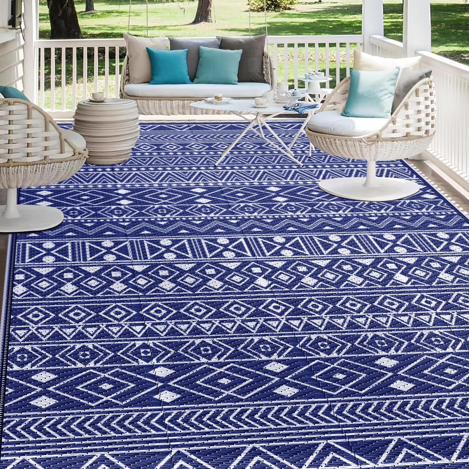 Steplively Outdoor Rug 4X6 Ft, Reversible Waterproof Outdoor Plastic Straw Rug, Patio Rug Waterproof, Outdoor Large Area Rug For