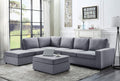 Lilola Home Cassia Light Gray Linen 7 Seat Reversible Modular Sectional Sofa with Ottoman
