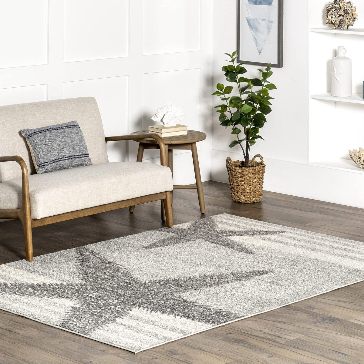 nuLOOM Thomas Paul Starfish and Striped Area Rug, 4' x 6', Light Grey