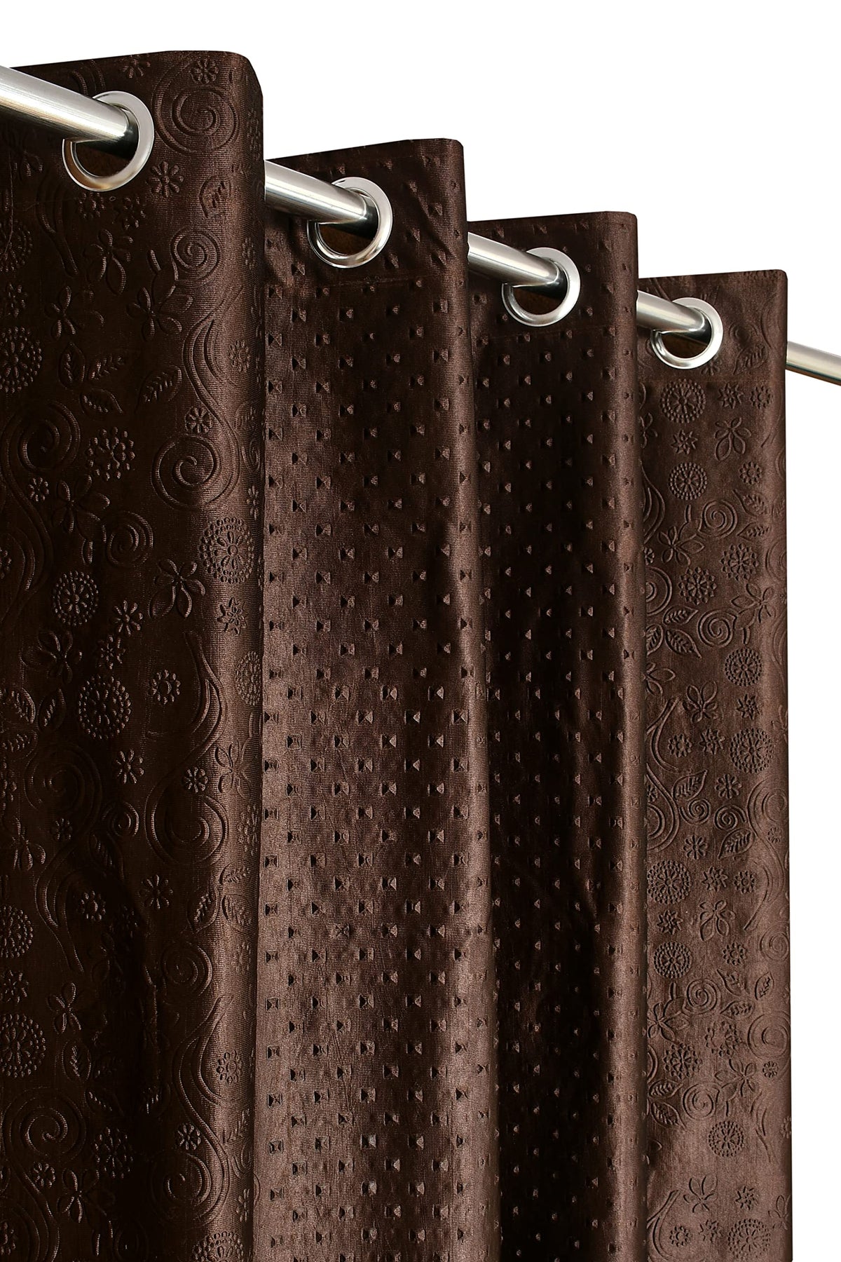 Kiara Creations Emboss Pyramid Designer Punching Curtains for Door 7 Feet (Pack of 2) Brown