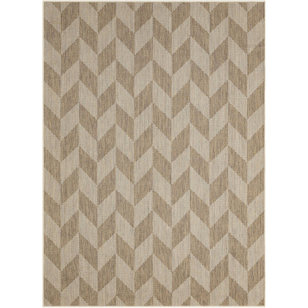 Nicole Miller New York Patio Country Calla Contemporary Herringbone Indoor/Outdoor Area Rug, Brown/Beige, 6'6'X9'2'
