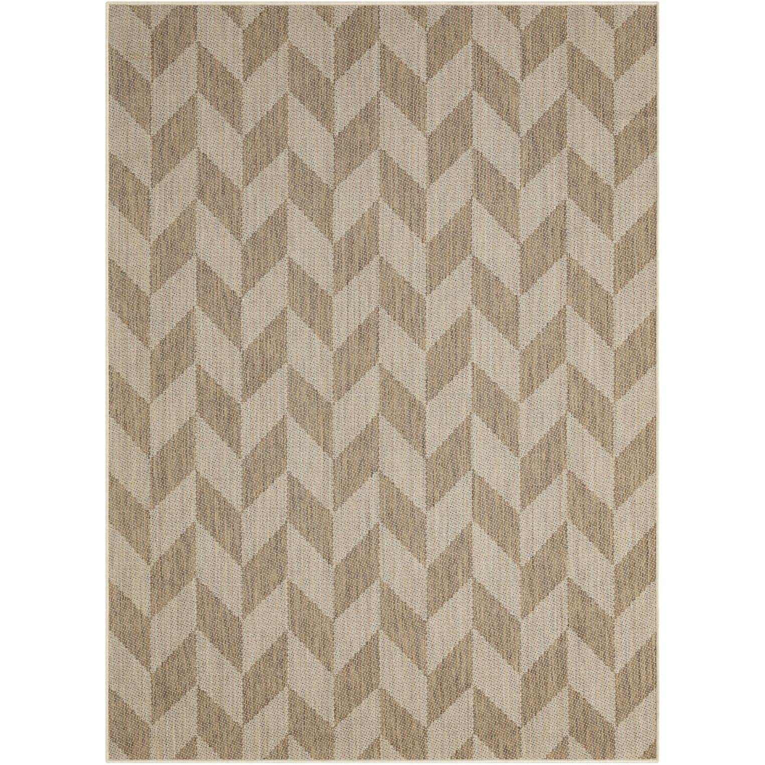 Nicole Miller New York Patio Country Calla Contemporary Herringbone Indoor/Outdoor Area Rug, Brown/Beige, 6'6'X9'2'