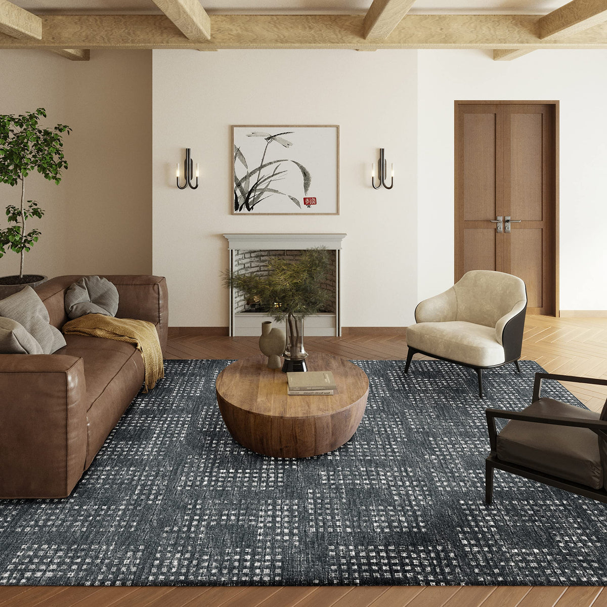 Addison Rugs Eleanor Aer31 Black 10' X 14' Indoor Outdoor Area Rug, Easy Clean, Machine Washable, Non Shedding, Bedroom, Living Room, Dining Room, Kitchen, Patio Rug