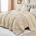 Muxhomo Duvet Cover King Size, Reversible Floral Silver Gray Duvet Cover Set With Zipper Closure, 3 Pieces Botanical Patterns So