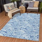 Addison Rugs Surfside Asr37 Blue 8' X 10' Indoor Outdoor Area Rug, Easy Clean, Machine Washable, Non Shedding, Bedroom, Living R