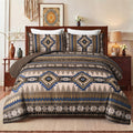 Tyrot Aztec Comforter Bedding Set With Pillow Shams For All Season, Dark Brown, Queen Size