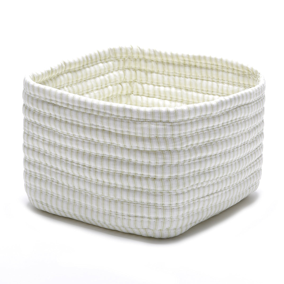 Ticking Shelf Storage Square Basket, 11 By 11 By 8-Inch, Limelight