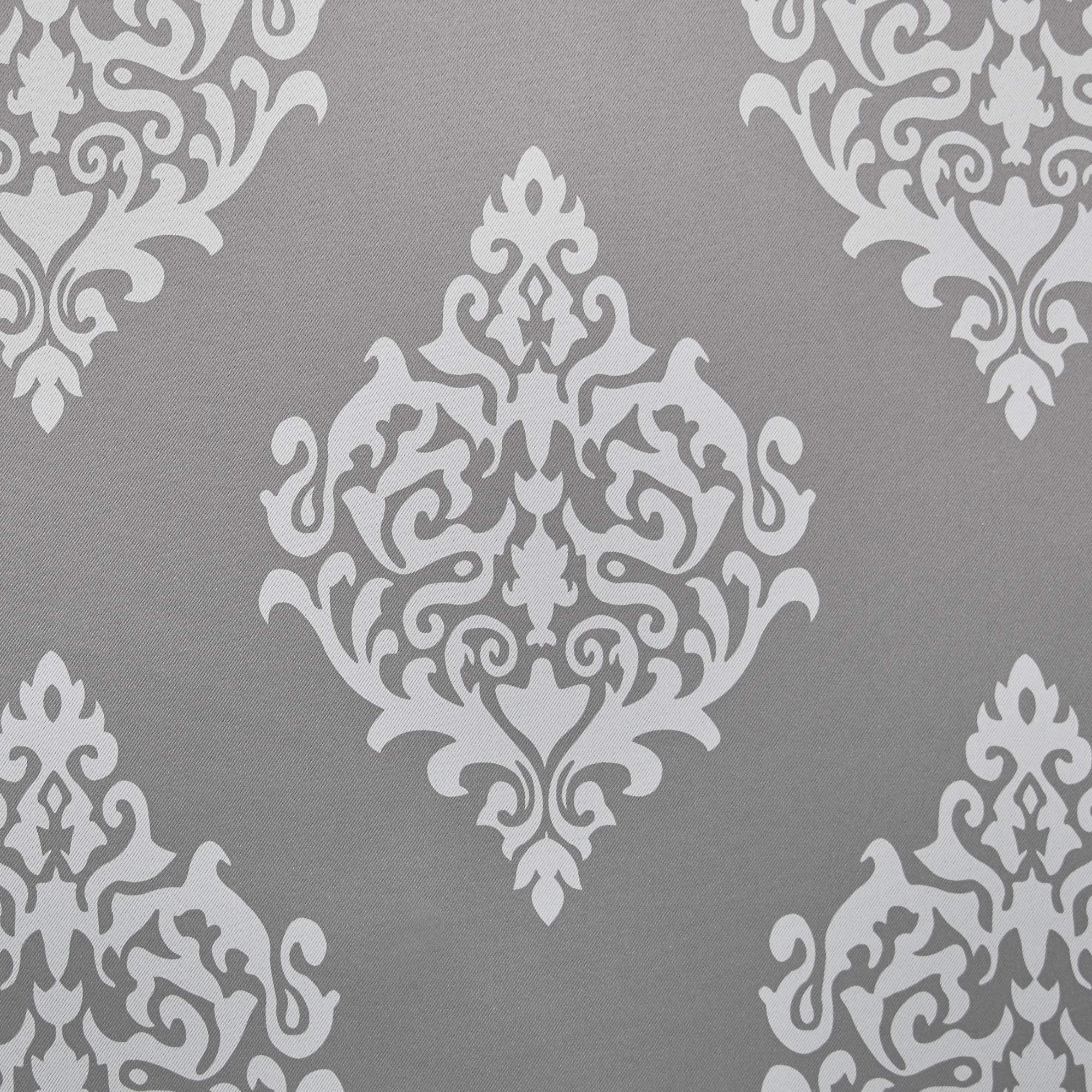 Exclusive Home Medallion Room Darkening Blackout Grommet Top Curtain Panel Pair, 52''X108'', Silver