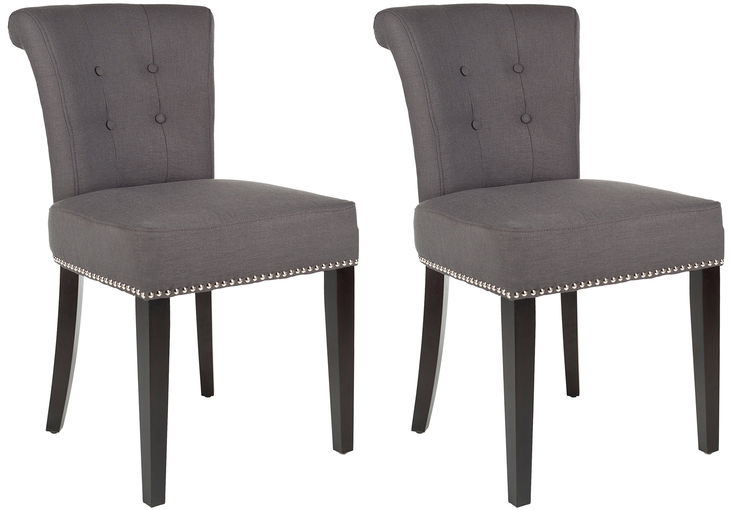 Safavieh Mercer Collection Carol Charcoal Linen Ring Dining Chair (Set of 2)