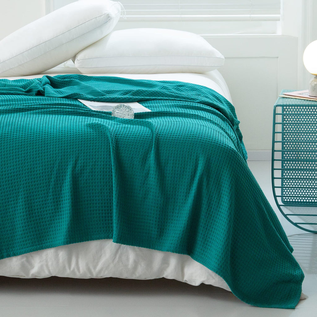 Amyhomie Cooling Blanket Queen Size, 100% Rayon Derived From Bamboo, Cool Summer Blanket For Hot Sleepers Soft Comfy Waffle Ligh