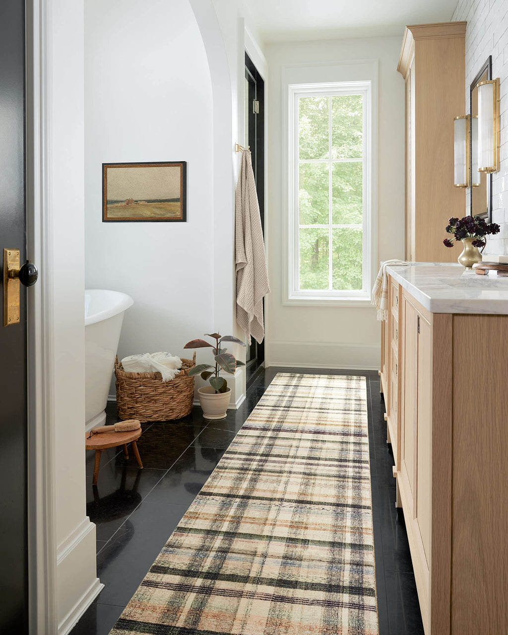 Loloi Chris Loves Julia X Humphrey Collection, Ivory & Multi 2'-3'' X 7'-6'' Area Rug - Plaid Accent Rugs For Living Room, Bedro