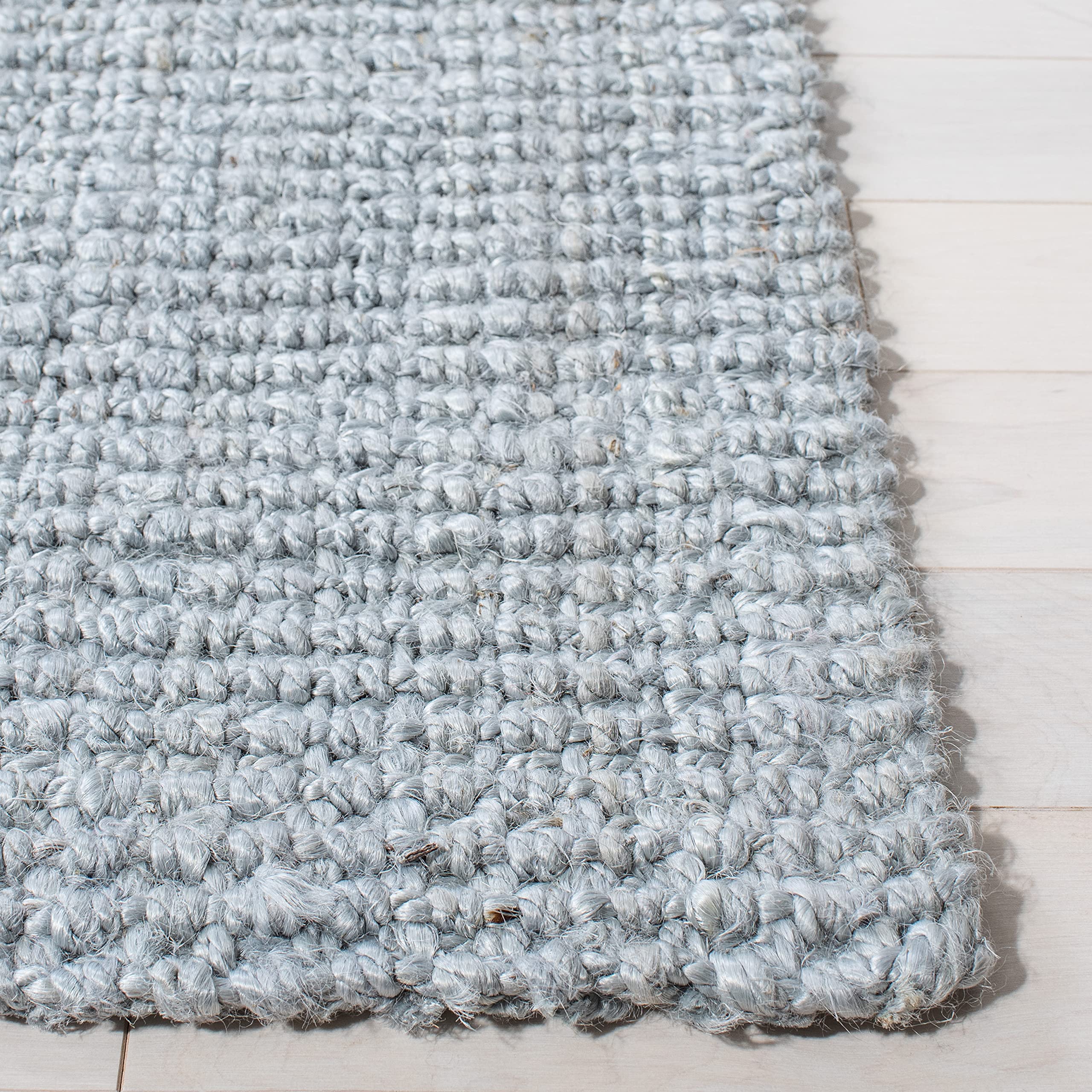 Safavieh Natural Fiber Collection Area Rug - 7' Square, Light Grey, Handmade Farmhouse Jute, Ideal For High Traffic Areas In Liv