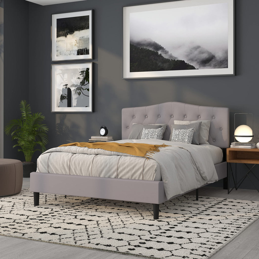 Flash Furniture Cambridge Tufted Upholstered Queen Size Headboard In Light Gray Fabric