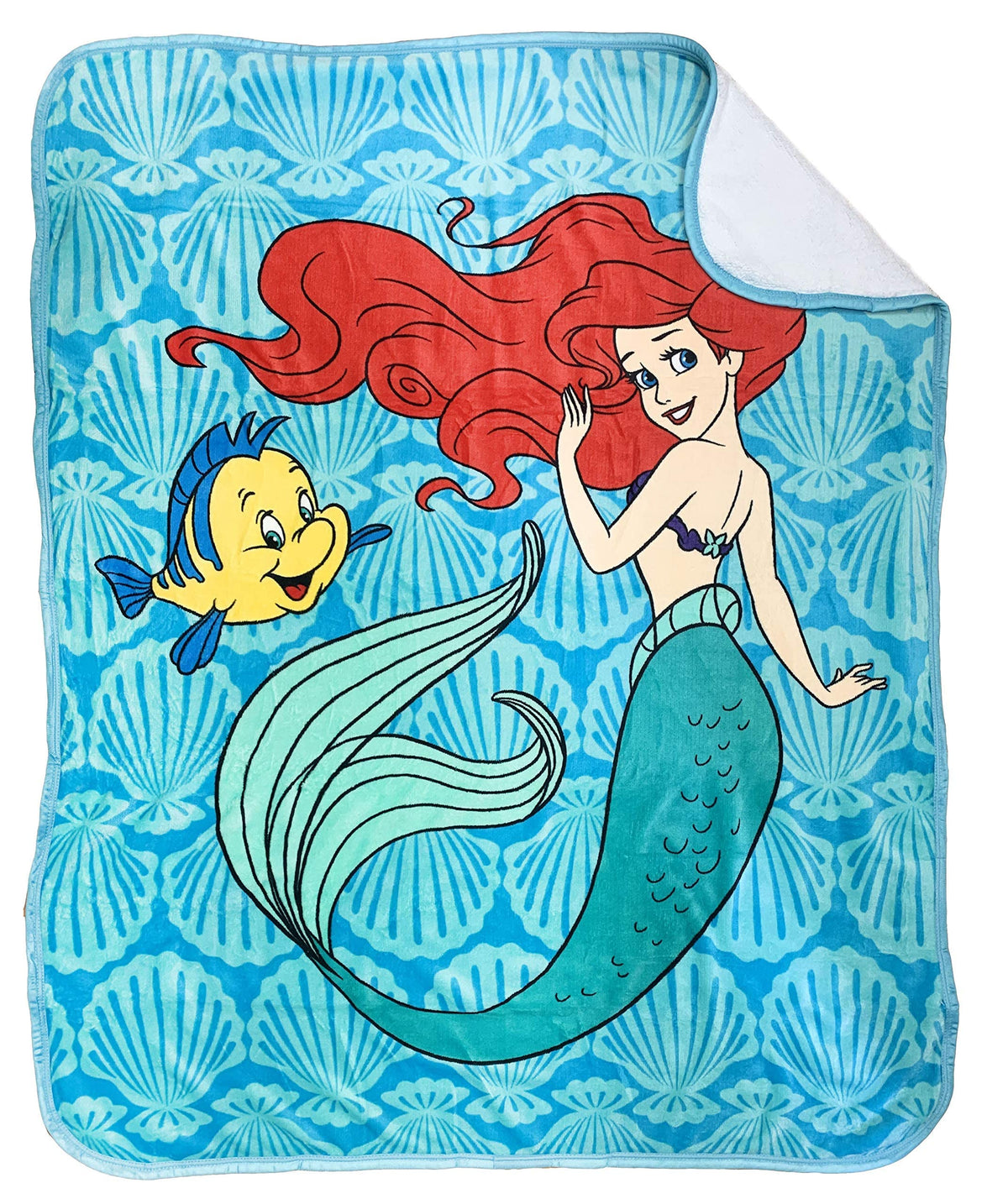 Jay Franco Disney The Little Mermaid Spirit Of The Sea Sherpa Throw Blanket - Measures 50 X 60 Inches, Kids Bedding Features Ari