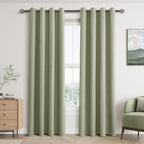 Jowels Sage Green Linen Blackout Curtains 84 Length 2 Panels Set for Living Room Bedroom, 100% Black Out Thermal Insulated Linen