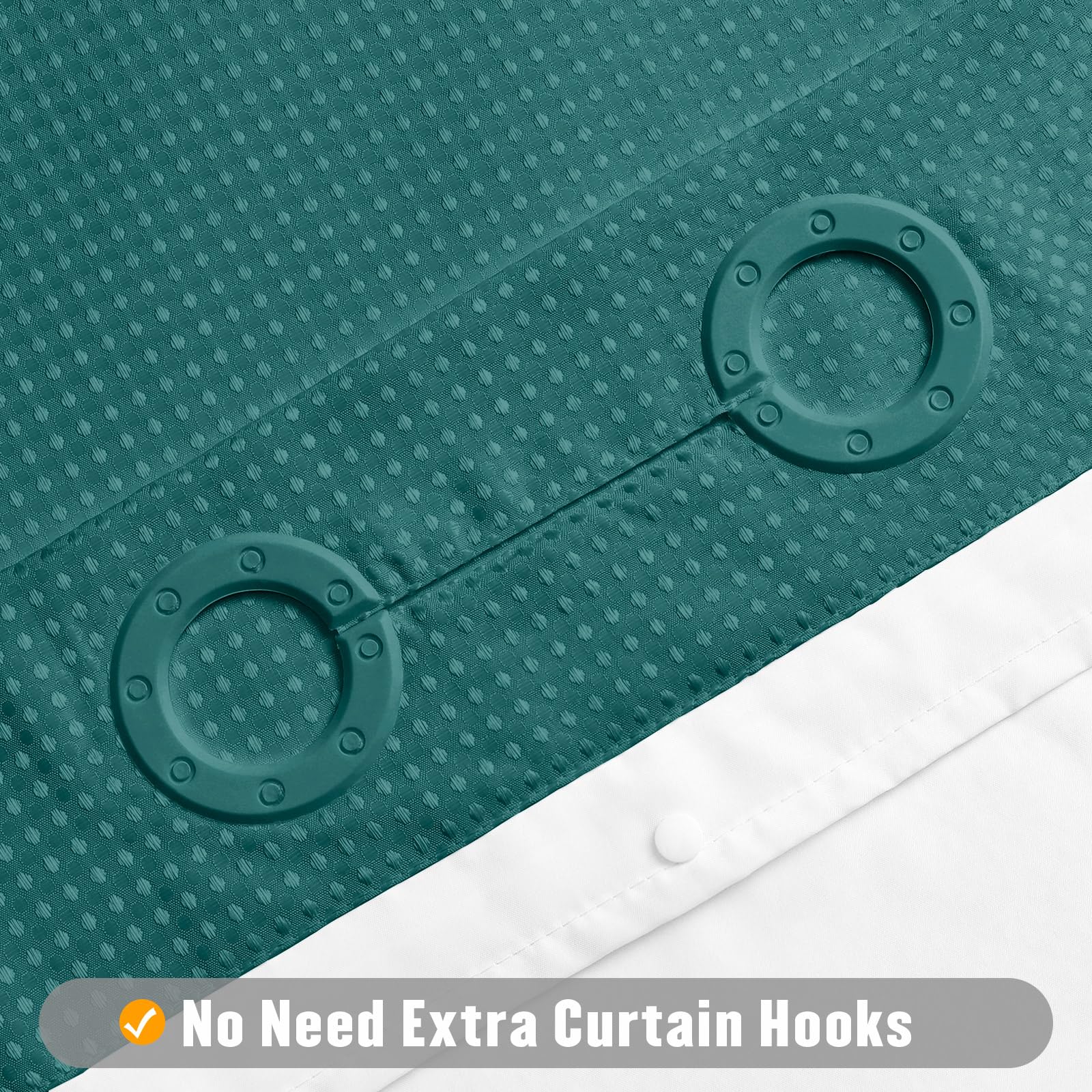 Mitovilla Dark Green Waffle Small Stall Shower Curtain 36 X 74, No Hooks Required Half Size Narrow Fabric Cloth Shower Curtain S