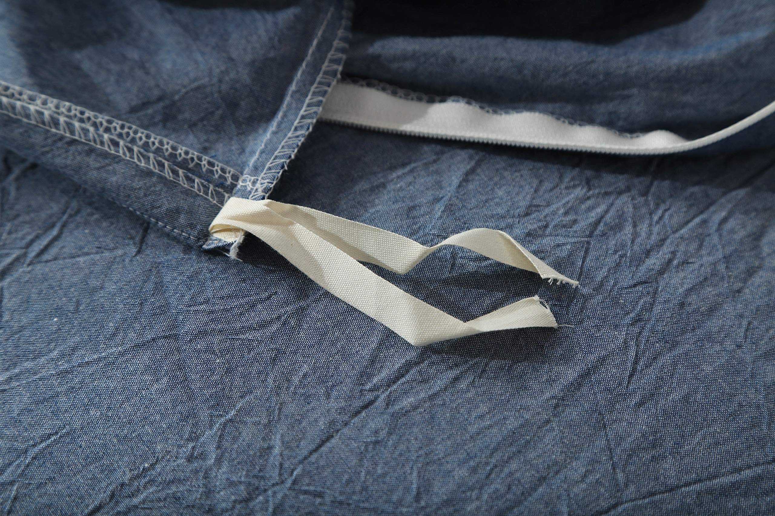 F.Y.Dreams 100% Washed Cotton Duvet Cover For Weighted Blanket 48X72 Inches With 8 Ties,Zipper On Long Side/Demin Blue/Just Duve