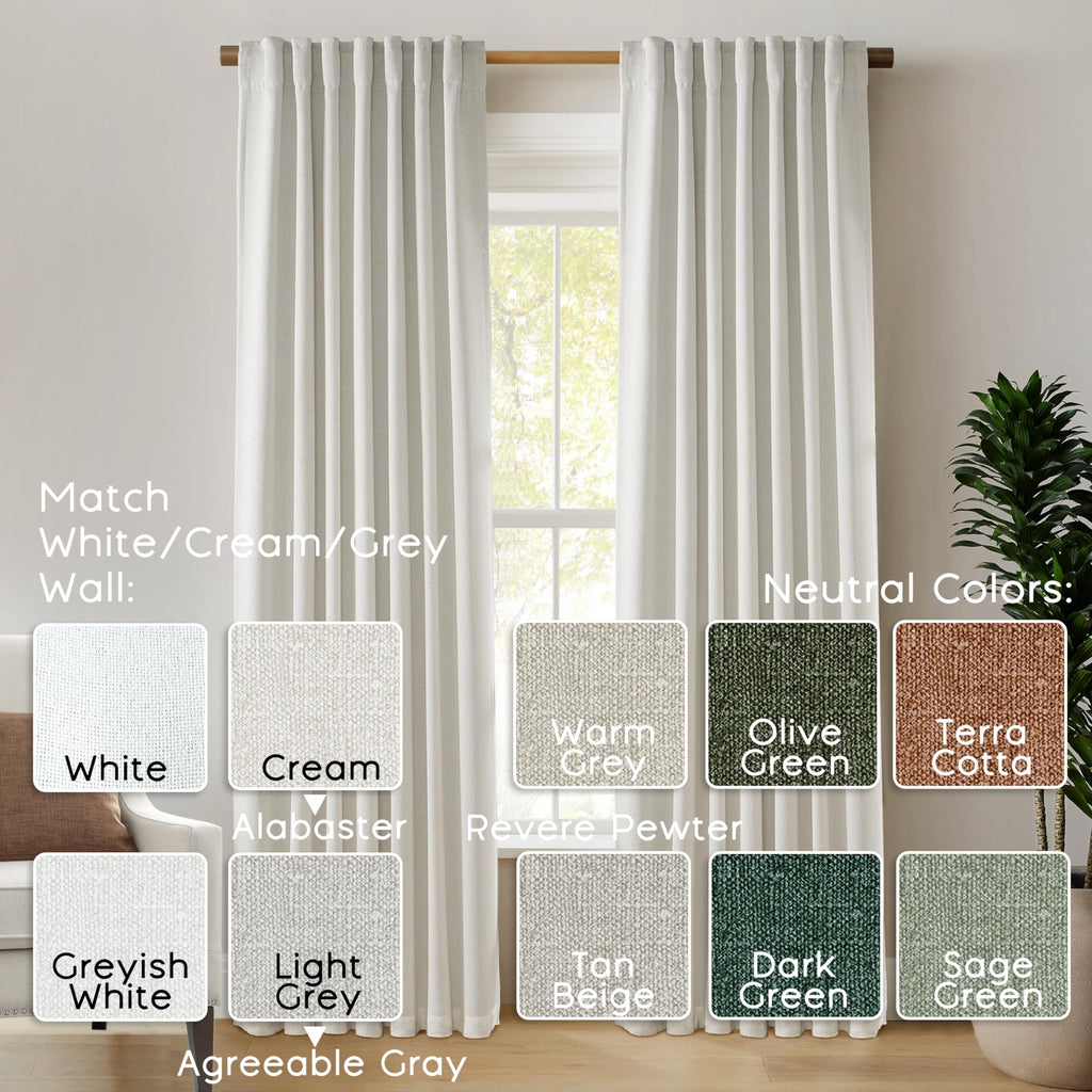 Panelsburg Cream Linen Blackout Curtains 96 Inches Long For Living Room Back Tab Pleated Black Out Room Darkening Curtain Drapes
