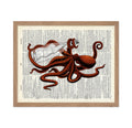 Poster Master Dictionary Art Poster - Octopus with Bottle Print - Octopus Art - Kraken Art - Gift for Him, Her, Animal Lover - N