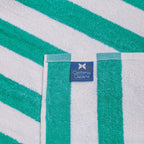 Arkwright California Chaise Lounge Cover - Pack Of 2 - Striped Soft Cotton Cabana Towel With Pocket Holder For Beach Pool Outdoor Chair, 30 X 85 In., Green
