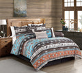 Chezmoi Collection Boone 7-Piece Southwestern Cowboys Rodeo Comforter Set - Multicolor Blue Brown Beige Clay Printed Washed Micr