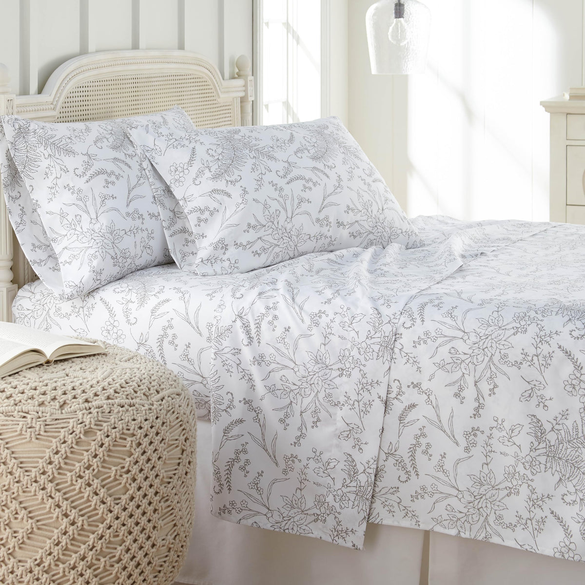Southshore Fine Living, Inc. 4-Piece Deep Pocket Queen Size Sheets Set, Soft Microfiber Floral Sheets With 14' Deep Fitted Shee