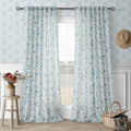 Floral Curtains 108 Inches Long for Living Room Botanical Blue 2 Panels
