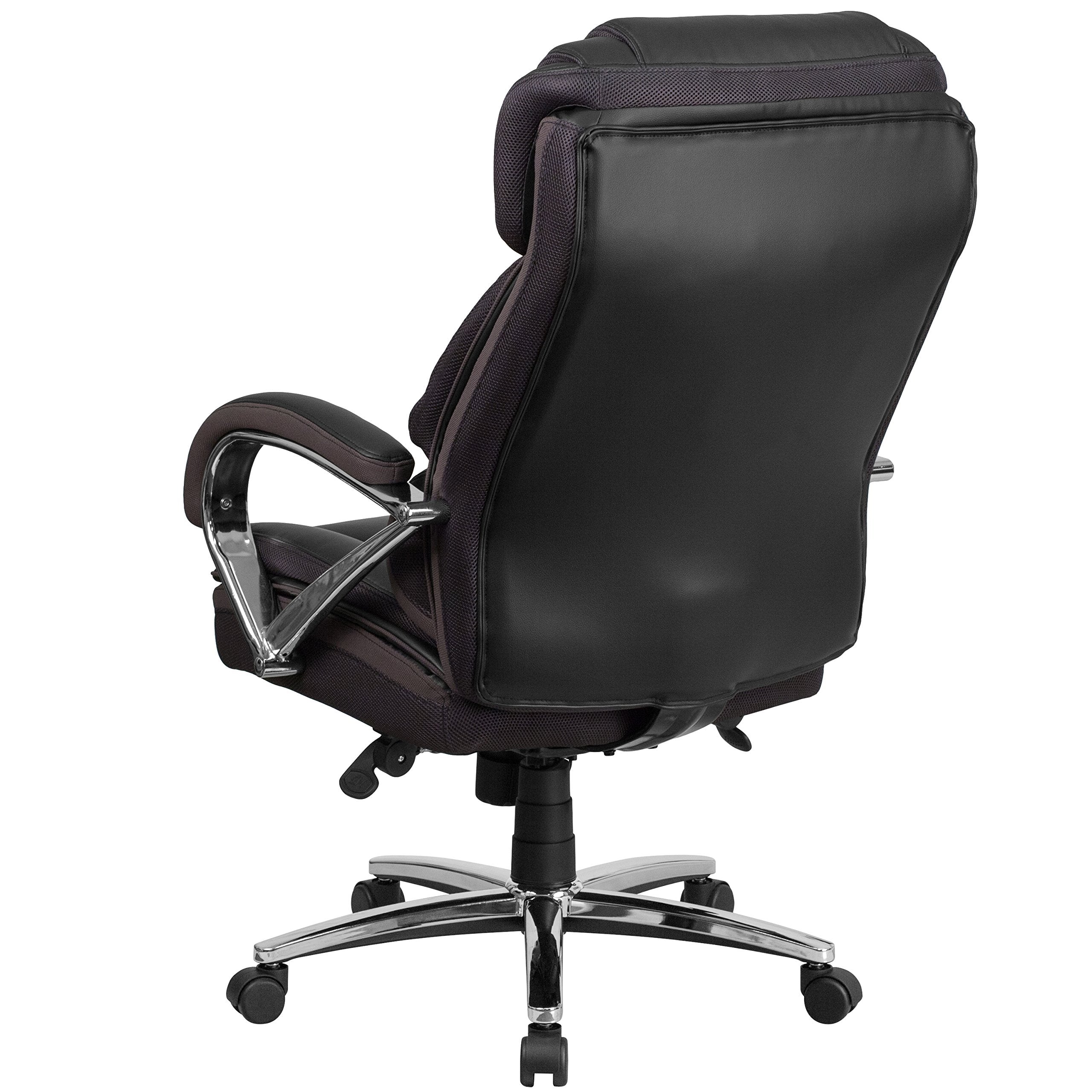 Flash Furniture HERCULES Series Big & Tall 500 lb. Rated Black LeatherSoft Executive Swivel Ergonomic Office Chair with Chrome Base and Arms