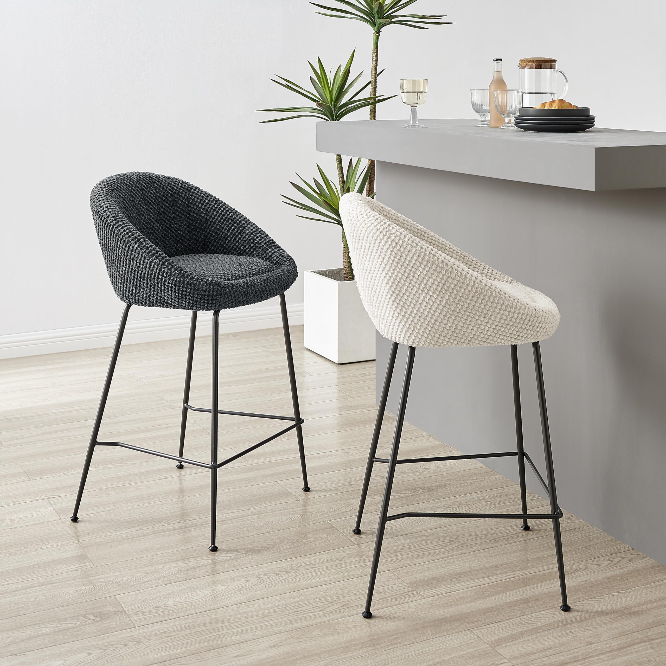 New Pacific Direct Watson Fabric Counter Stool, (Set of 2)