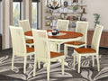 East West Furniture KEIP7-BMK-W 7 Piece Dining Room Table Set Consist of an Oval Kitchen Table with Butterfly Leaf and 6 Dining Chairs, 42x60 Inch, Buttermilk & Cherry