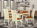 East West Furniture KEIP7-BMK-W 7 Piece Dining Room Table Set Consist of an Oval Kitchen Table with Butterfly Leaf and 6 Dining Chairs, 42x60 Inch, Buttermilk & Cherry